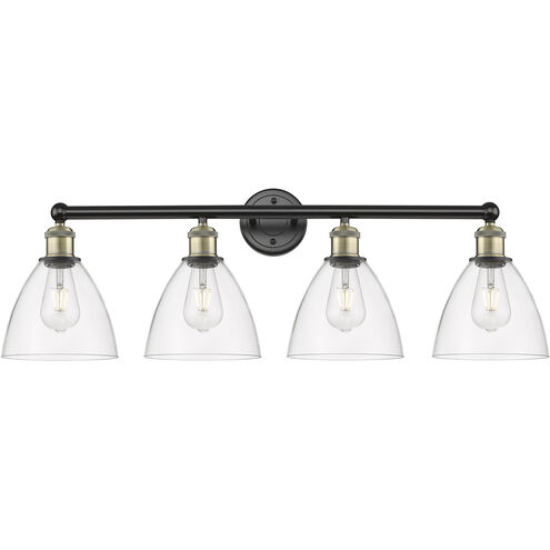 Bristol Glass 4 Light 34.5 inch Black Antique Brass Bath Vanity Light Wall Light in Clear