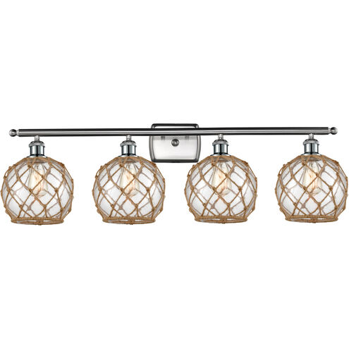 Ballston Farmhouse Rope LED 36 inch Brushed Satin Nickel Bath Vanity Light Wall Light in Clear Glass with Brown Rope, Ballston
