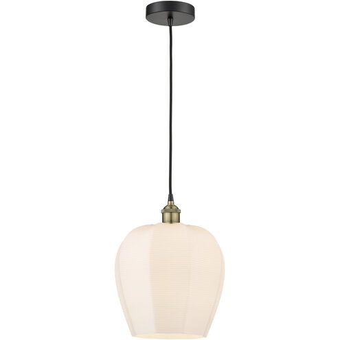Norfolk 1 Light 11.75 inch Black Antique Brass Mini Pendant Ceiling Light in Matte White Glass