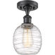 Edison Belfast 1 Light 6 inch Matte Black Semi-Flush Mount Ceiling Light in Deco Swirl Glass