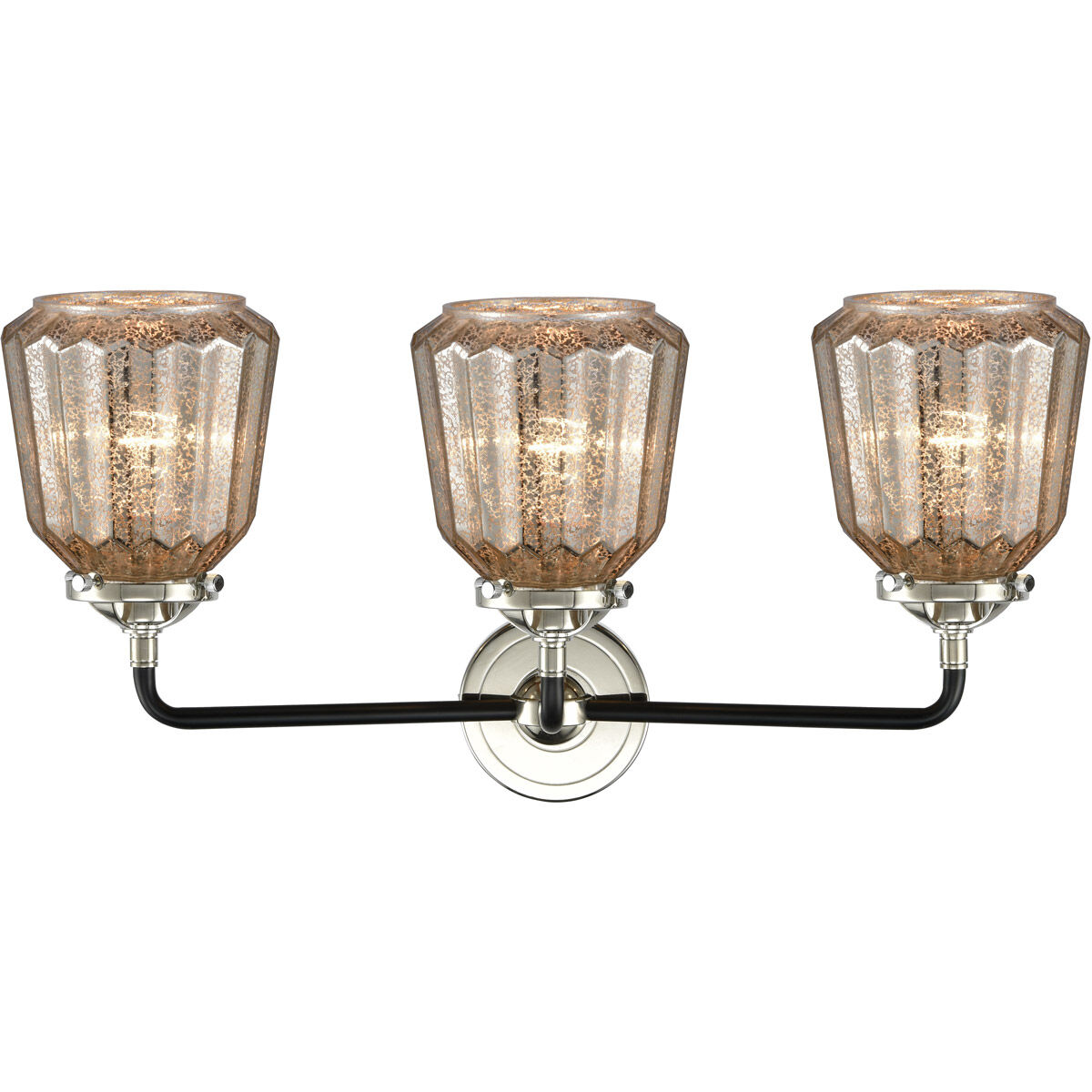 Nouveau Chatham LED 24 inch Black Polished Nickel Bath Vanity Light Wall Light in Mercury Glass, Nouveau