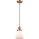 Franklin Restoration Bellmont LED 7 inch Antique Copper Mini Pendant Ceiling Light in Matte White Glass, Franklin Restoration