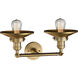 Franklin Restoration Railroad 2 Light 18 inch Brushed Brass Bath Vanity Light Wall Light, Franklin Restoration
