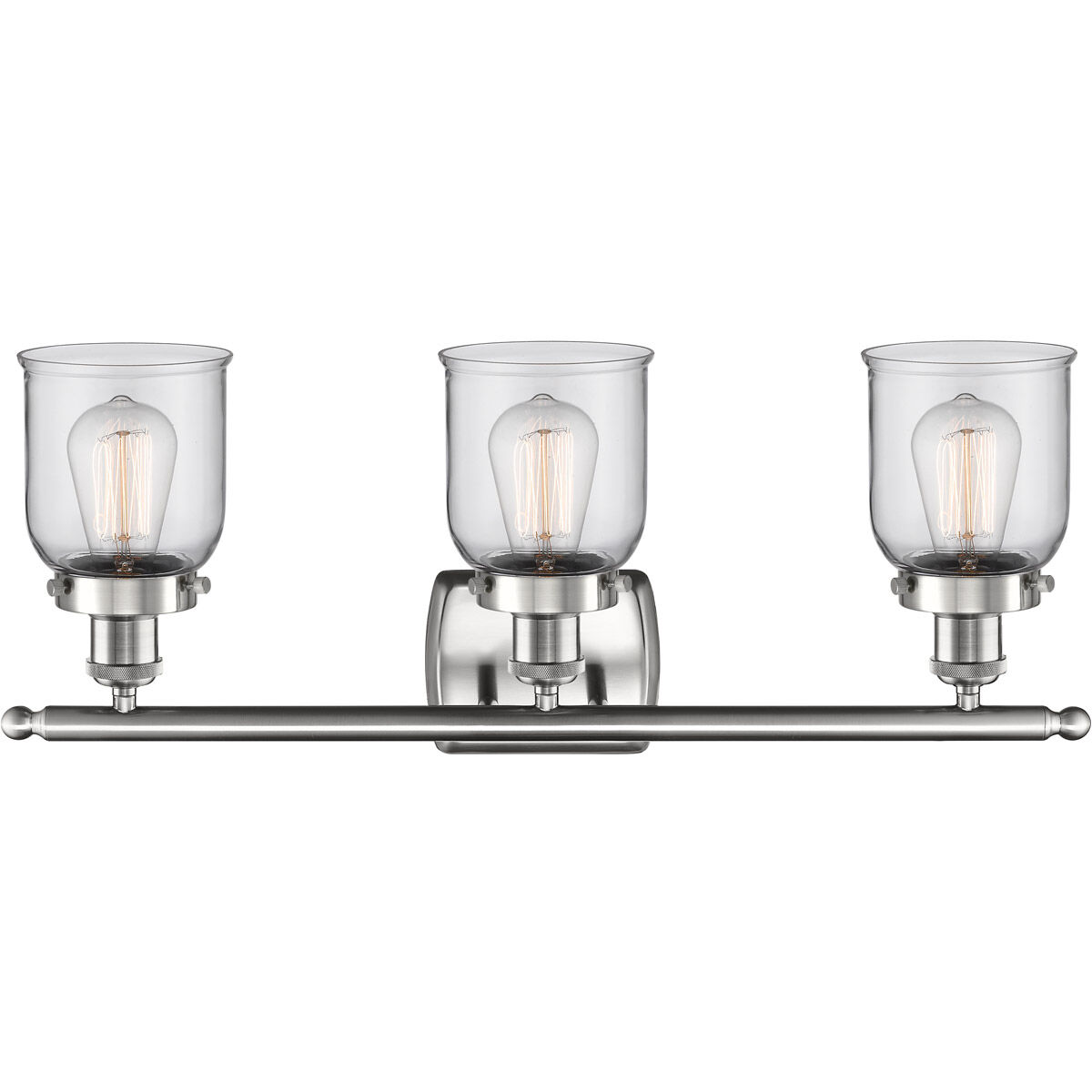 Ballston Small Bell LED 26 inch Brushed Satin Nickel Bath Vanity Light Wall Light in Clear Glass, Ballston