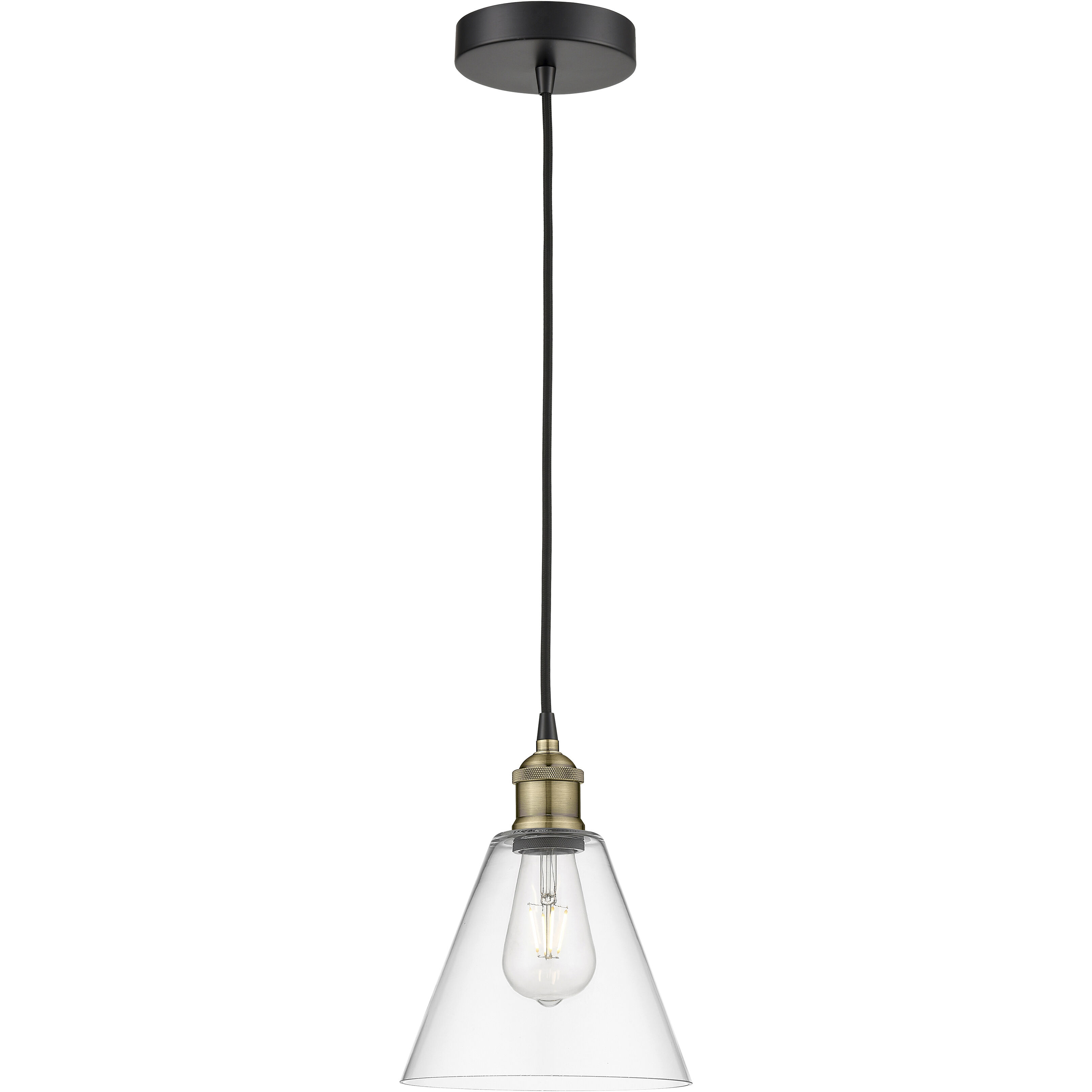 Berkshire 1 Light 8 inch Black Antique Brass Mini Pendant Ceiling Light