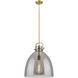 Downtown Urban Newton Bell 1 Light 16 inch Brushed Brass Pendant Ceiling Light in Plated Smoke