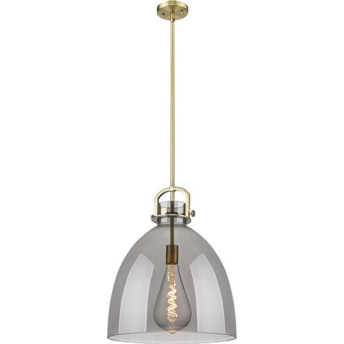 Downtown Urban Newton Bell 1 Light 16 inch Brushed Brass Pendant Ceiling Light in Plated Smoke