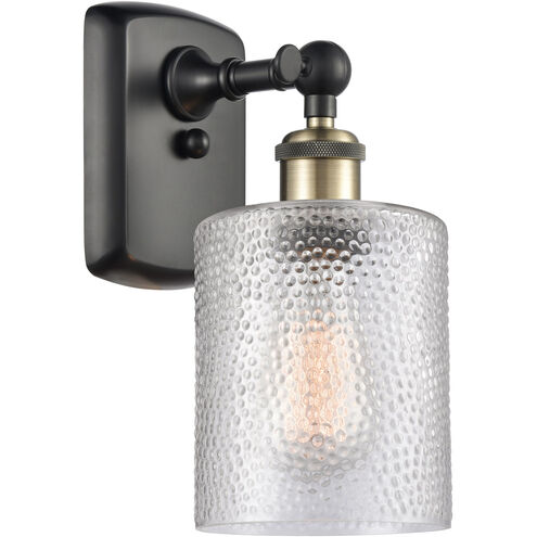 Ballston Cobbleskill LED 5 inch Black Antique Brass Sconce Wall Light in Clear Glass, Ballston