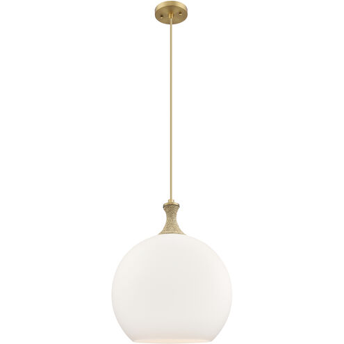 Astor 1 Light 14 inch Brushed Brass Pendant Ceiling Light in Matte White Glass