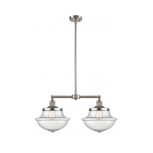Franklin Restoration Large Oxford LED 25 inch Brushed Satin Nickel Chandelier Ceiling Light in Seedy Glass, Franklin Restoration