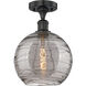 Edison Athens Deco Swirl 1 Light 10 inch Matte Black Semi-Flush Mount Ceiling Light