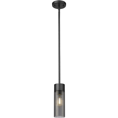 Empire 1 Light 3.13 inch Matte Black Pendant Ceiling Light in Plated Smoke Glass