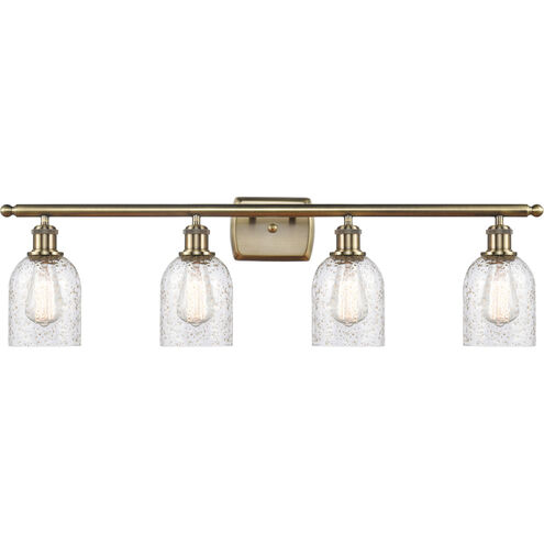 Ballston Caledonia 4 Light 36 inch Antique Brass Bath Vanity Light Wall Light in Incandescent, Mica Glass, Ballston