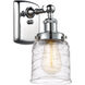 Ballston Bell LED 5 inch Polished Chrome Sconce Wall Light in Clear with Cage