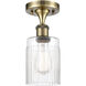 Ballston Hadley LED 4.5 inch Antique Brass Semi-Flush Mount Ceiling Light in Clear Glass, Ballston