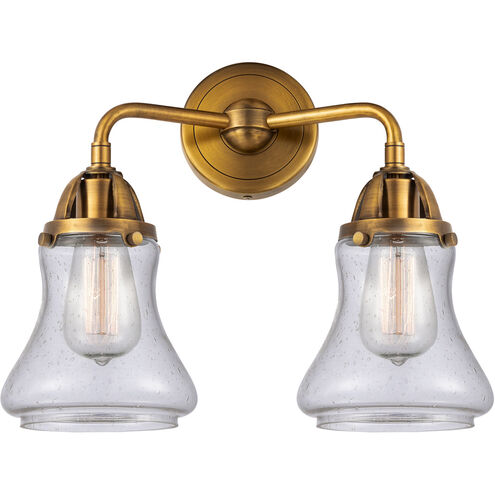 Nouveau 2 Bellmont 2 Light 14 inch Brushed Brass Bath Vanity Light Wall Light in Seedy Glass