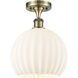 Ballston White Venetian 1 Light 10 inch Antique Brass Semi-Flush Mount Ceiling Light