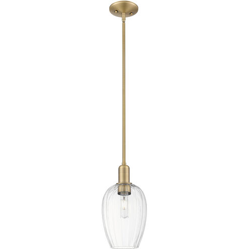 Downtown Urban Preston 1 Light 6.25 inch Brushed Brass Mini Pendant Ceiling Light in Clear