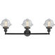 Franklin Restoration Small Oxford 3 Light 34 inch Matte Black Bath Vanity Light Wall Light in Clear Glass, Franklin Restoration