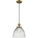 Franklin Restoration Seneca Falls 1 Light 9.5 inch Brushed Brass Mini Pendant Ceiling Light in Incandescent, Franklin Restoration