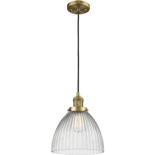 Franklin Restoration Seneca Falls 1 Light 9.5 inch Brushed Brass Mini Pendant Ceiling Light in Incandescent, Franklin Restoration