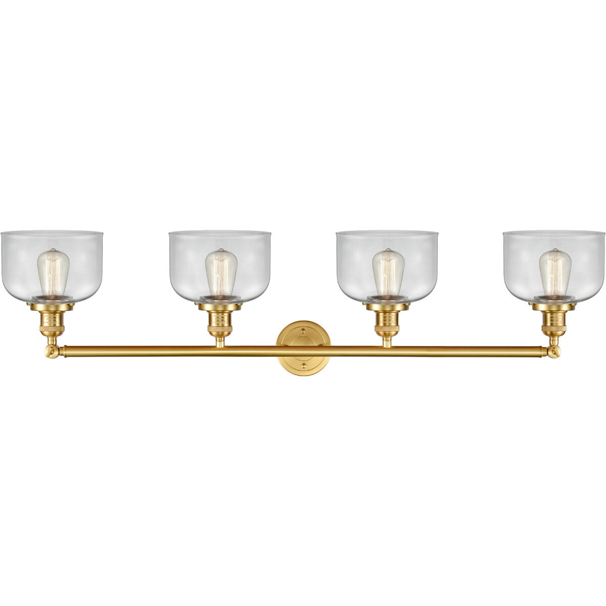 Franklin Restoration Large Bell LED 44 inch Satin Gold Bath Vanity Light Wall Light in Clear Glass, Franklin Restoration