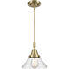 Franklin Restoration Caden LED 8 inch Antique Brass Mini Pendant Ceiling Light in Seedy Glass