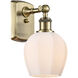 Ballston Norfolk 1 Light 6 inch Antique Brass Sconce Wall Light in Matte White Glass
