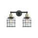 Franklin Restoration Small Bell Cage LED 16 inch Black Antique Brass Bath Vanity Light Wall Light in Clear Glass, Franklin Restoration