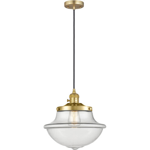 Franklin Restoration Oxford LED 11.75 inch Satin Gold Mini Pendant Ceiling Light in Clear