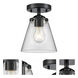 Nouveau Small Cone LED 6 inch Oil Rubbed Bronze Semi-Flush Mount Ceiling Light in Clear Glass, Nouveau