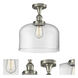 Ballston X-Large Bell 1 Light 8 inch Brushed Satin Nickel Semi-Flush Mount Ceiling Light in Clear Glass, Ballston