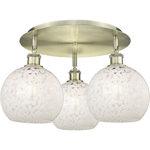 Ballston White Mouchette 3 Light 19.75 inch Antique Brass Flush Mount Ceiling Light