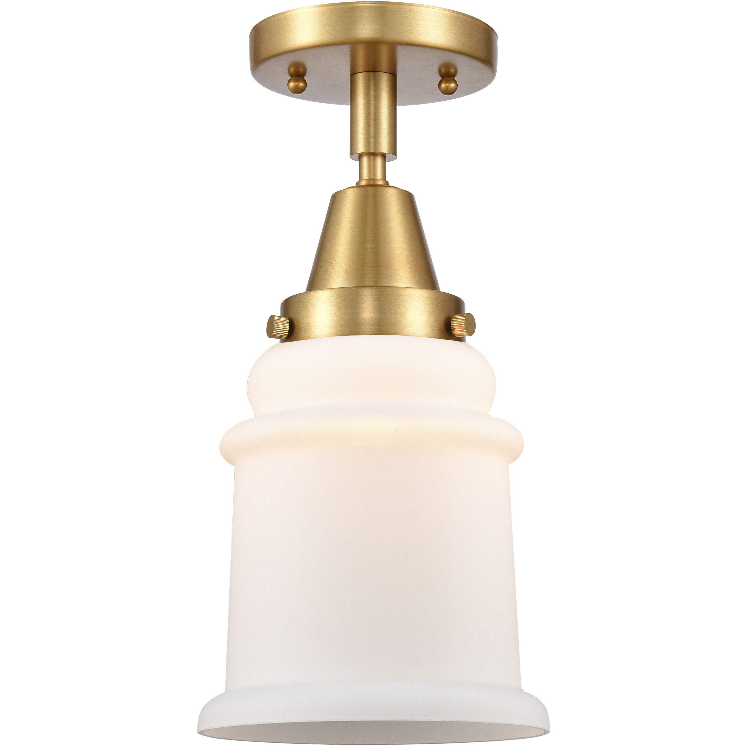Franklin Restoration Canton 1 Light 6 inch Satin Gold Flush Mount Ceiling Light in Matte White Glass
