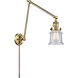 Small Canton 30 inch 3.5 watt Antique Brass Swing Arm Wall Light in Seedy Glass, Franklin Restoration