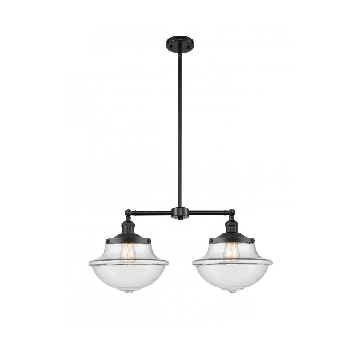 Franklin Restoration Large Oxford 2 Light 25 inch Matte Black Island Light Ceiling Light in Clear Glass, Franklin Restoration