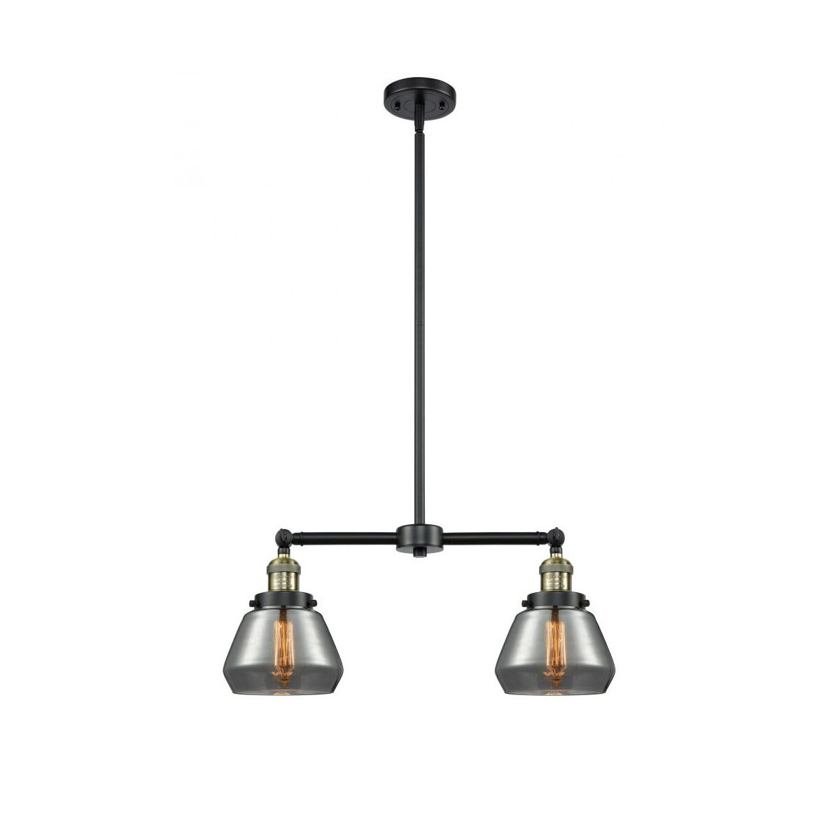 Franklin Restoration Fulton 2 Light 21 inch Black Antique Brass Chandelier Ceiling Light in Plated Smoke Glass, Franklin Restoration