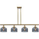 Ballston Large Bell 4 Light 48 inch Brushed Brass Island Light Ceiling Light in Plated Smoke Glass
