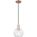Arcadia Athens 1 Light 8 inch Antique Copper Mini Pendant Ceiling Light in Clear