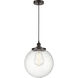 Beacon 1 Light 13.75 inch Oil Rubbed Bronze Mini Pendant Ceiling Light in Seedy Glass