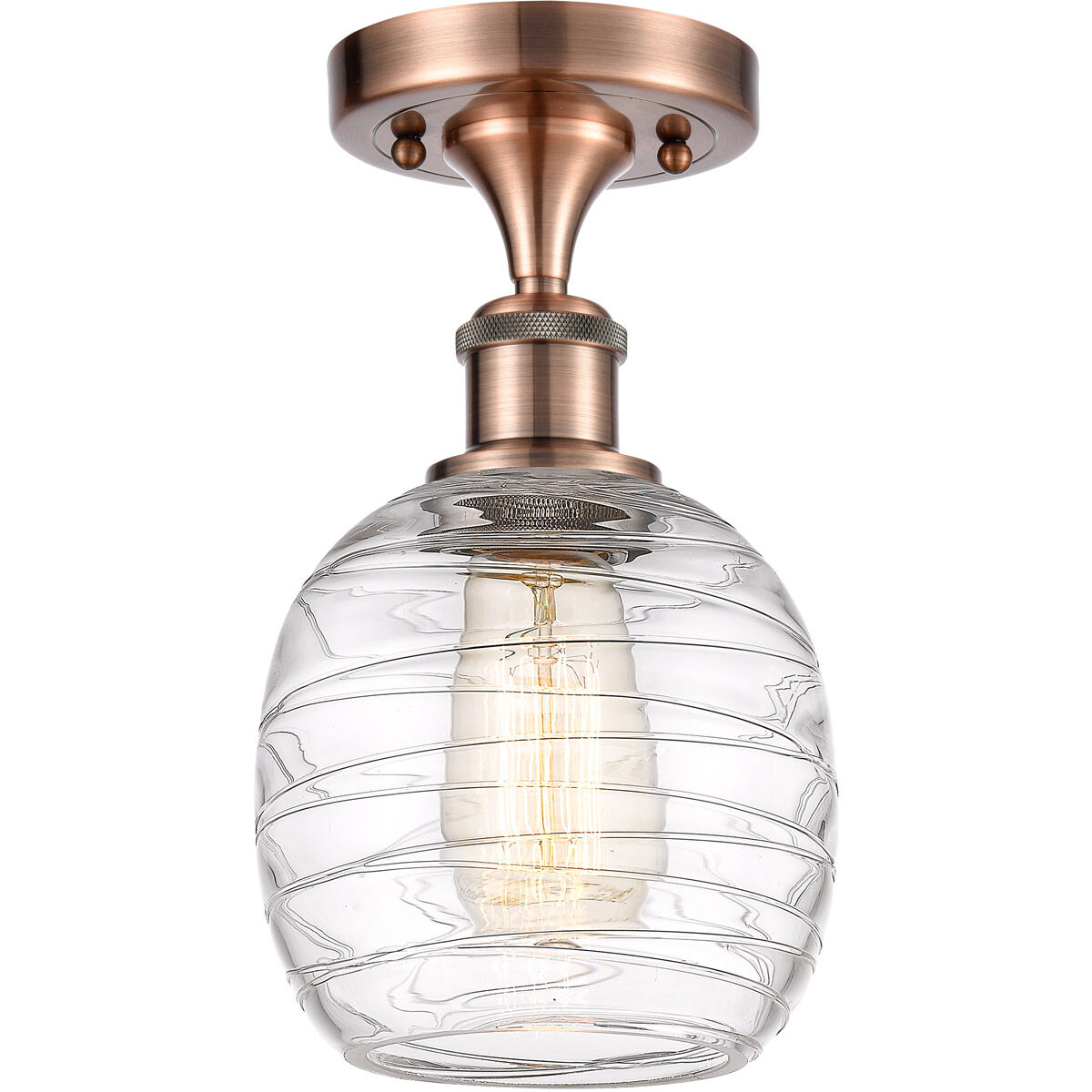 Ballston Belfast 1 Light 6 inch Antique Copper Semi-Flush Mount Ceiling Light