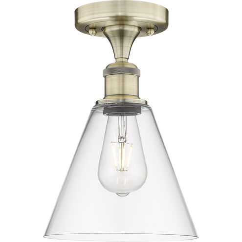 Berkshire 1 Light 8 inch Antique Brass Semi-Flush Mount Ceiling Light