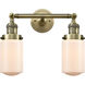 Franklin Restoration Dover 2 Light 5 inch Antique Brass Bath Vanity Light Wall Light in Incandescent, Matte White Glass, Franklin Restoration