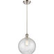 Ballston Large Athens LED 10 inch Brushed Satin Nickel Mini Pendant Ceiling Light in Clear Crackle Glass, Ballston