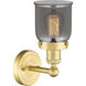 Bell 1 Light 6.5 inch Satin Gold Sconce Wall Light in Plated Smoke Glass, Small