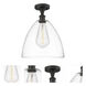 Edison Bristol Glass 1 Light 12 inch Oil Rubbed Bronze Semi-Flush Mount Ceiling Light in Clear Glass