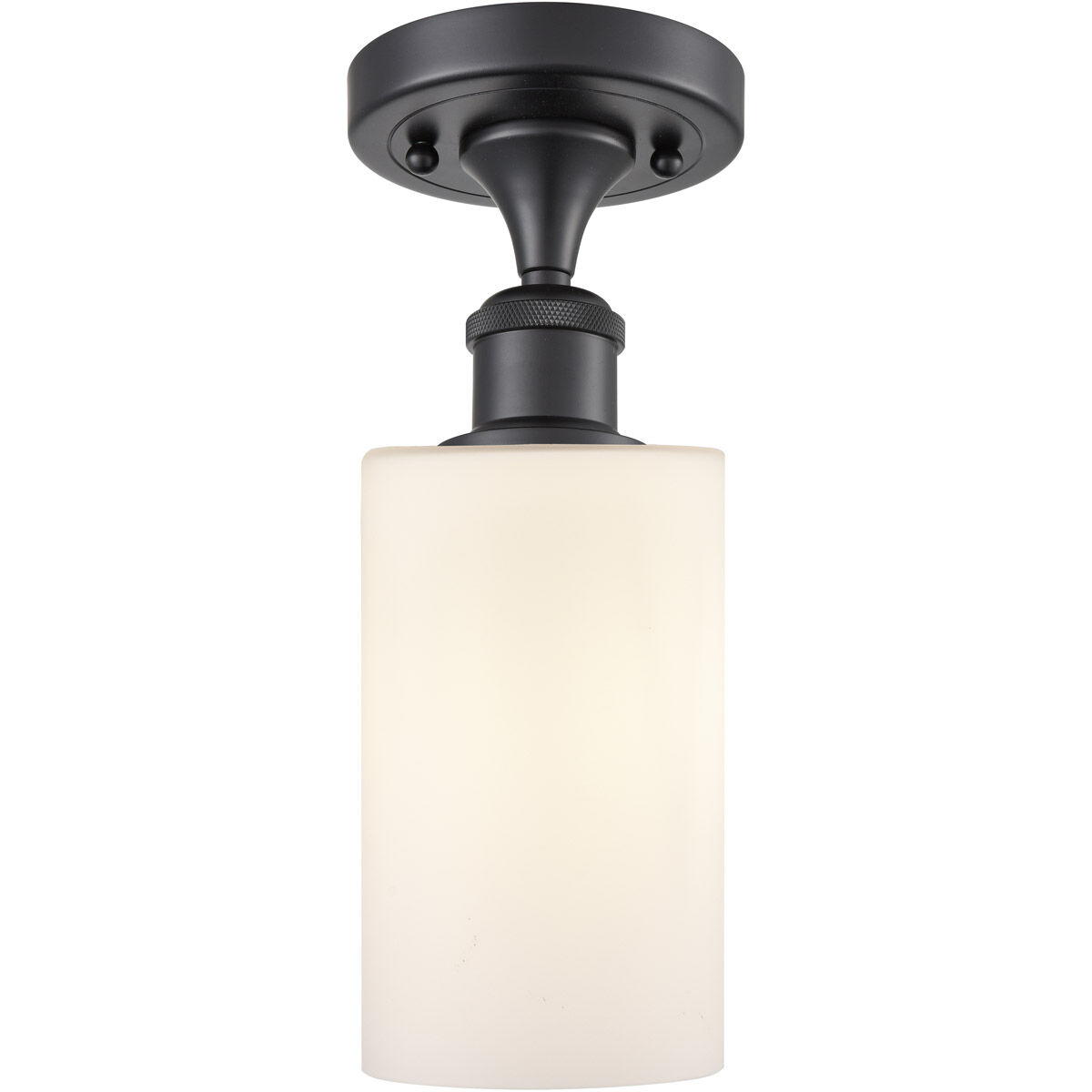 Ballston Clymer 1 Light 4 inch Matte Black Semi-Flush Mount Ceiling Light in Matte White Glass, Ballston