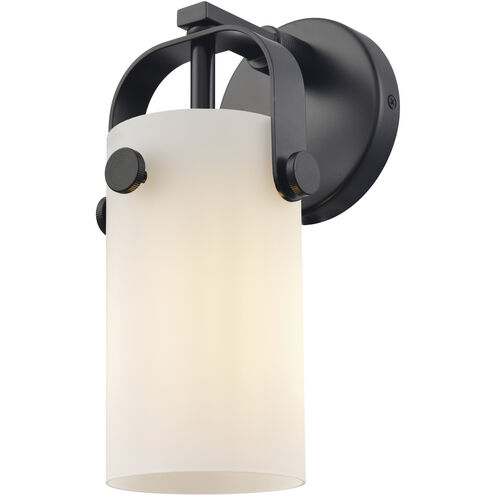Pilaster II Cylinder 1 Light 4.5 inch Matte Black Sconce Wall Light in Matte White Glass