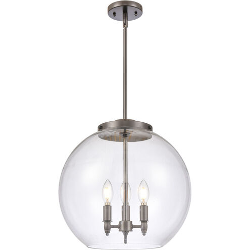 Ballston Athens 3 Light 16 inch Oil Rubbed Bronze Pendant Ceiling Light in Clear Glass