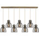 Newton Bell 7 Light 51.75 inch Brushed Brass Linear Pendant Ceiling Light in Light Smoke Glass